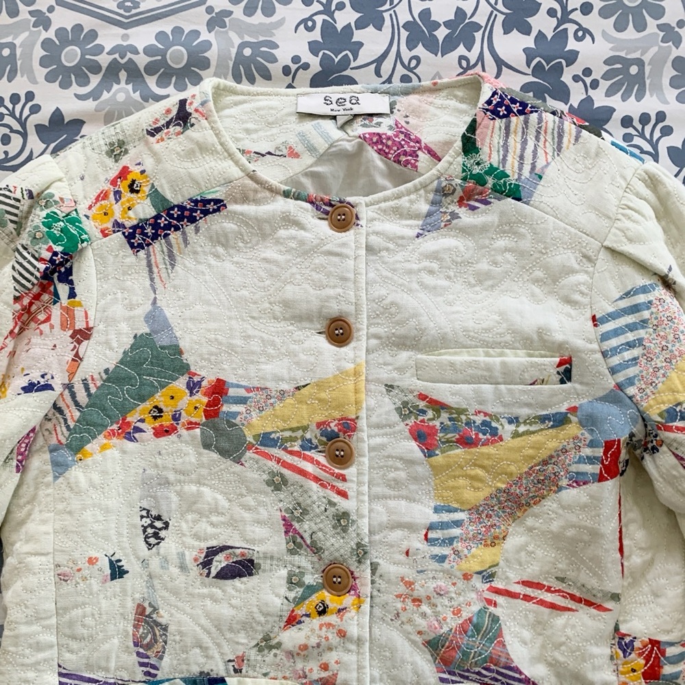 Sea New York Paloma Quilted Jacket (Sz 4) Patchwork Multicolor - Picture 11 of 14